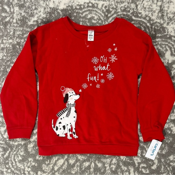 Carter's Holiday Christmas Girls Sweatshirt NWT 8 - Picture 1 of 2